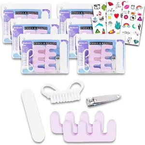 Mani Pedi Kits for Girls Party Favors - Manicure Set for Women Bundle 6 PK Manicure Pedicure 5 Piece Set with Case and Favor Bags | Mani Pedi Essentials
