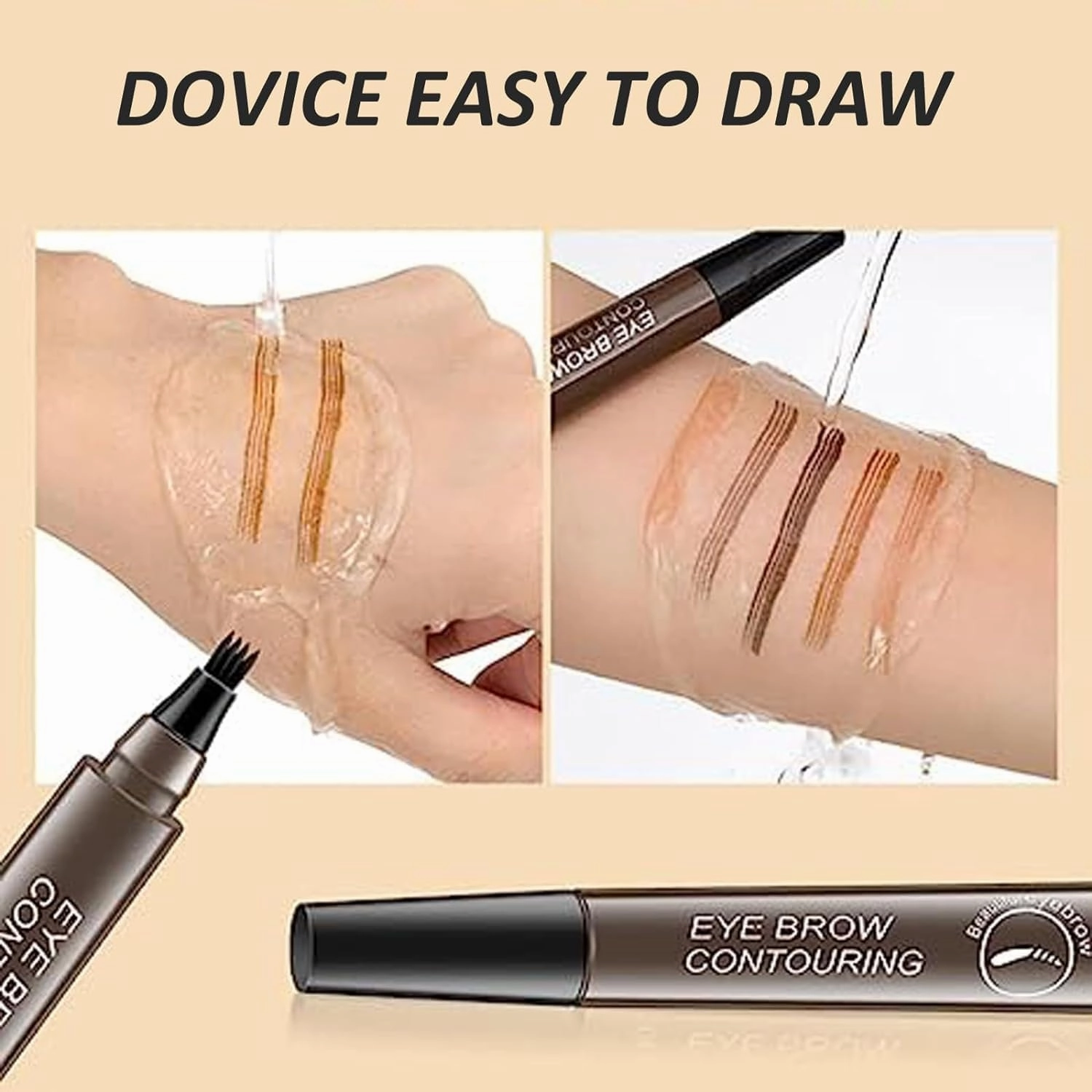 Matezis Eyebrow Pencil, Matezis Eye Pencil, Microblade Eyebrow Pen Waterproof, Microblading EyebrowPen 4 Tipped Precise Brow Pen (Dark brown)
