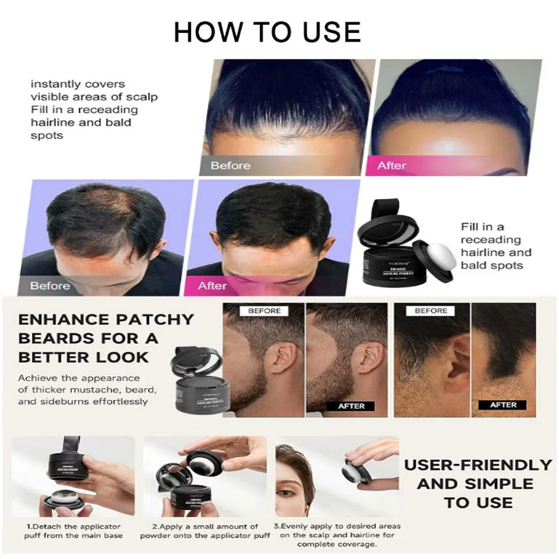 May cheer Magic Root Cover Up, Maycheer Magic Root Cover Up, 30 Colors Hairline Contouring Shadow Powder with Mirror and Cushion, Can be Used on Hairline, Beard, Eyebrows (#29 Smoky Gray)