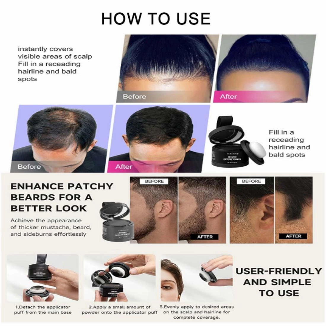 May cheer Magic Root Cover Up, Maycheer Magic Root Cover Up, 30 Colors Hairline Contouring Shadow Powder with Mirror and Cushion, Can be Used on Hairline, Beard, Eyebrows (#16 Light camel)