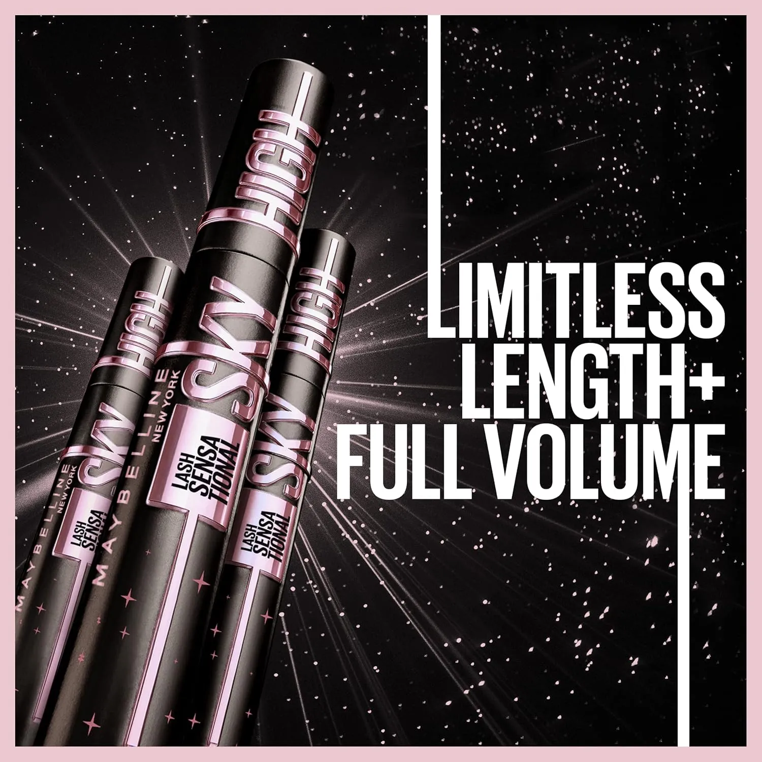 Maybelline Lash Sensational Sky High Washable Mascara, Cosmic Black   Instant Age Rewind Eraser Dark Circles Treatment Multi-Use Concealer, 160  Lifter Gloss, Pearl, Silver Pearl Clear Bundle