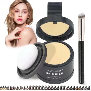 Maycheer Hairline Shadow Powder, 30 Colors Maycheer Hair Shadow, Root Cover Up Powder, Root Touch up Hair Color Powder, Unisex Hairline Powder with Mirror, Sweat Resistant (#30 Golden Yellow)