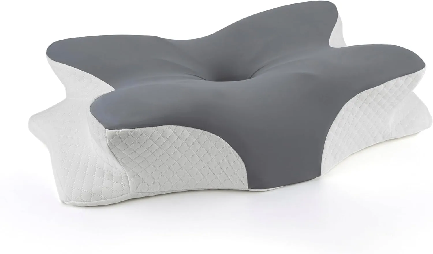 Memory Foam Pillows, Ergonomic Pillow for Neck Pain Relief, Bed Pillow for Sleeping, Cervical Pillow for Side Back Stomach Sleeper with Pillowcase, Side Sleeper Pillows for Adults (White, Cool Grey)