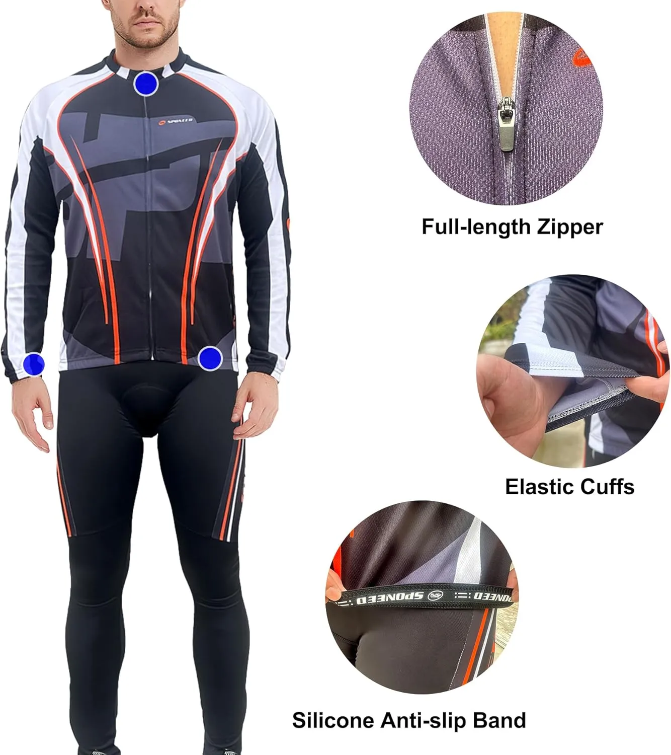 Men's Cycling Cothing Sets Long Sleeved Bicycle Jersey and Pants Kits Road Bike Cyclist Wear