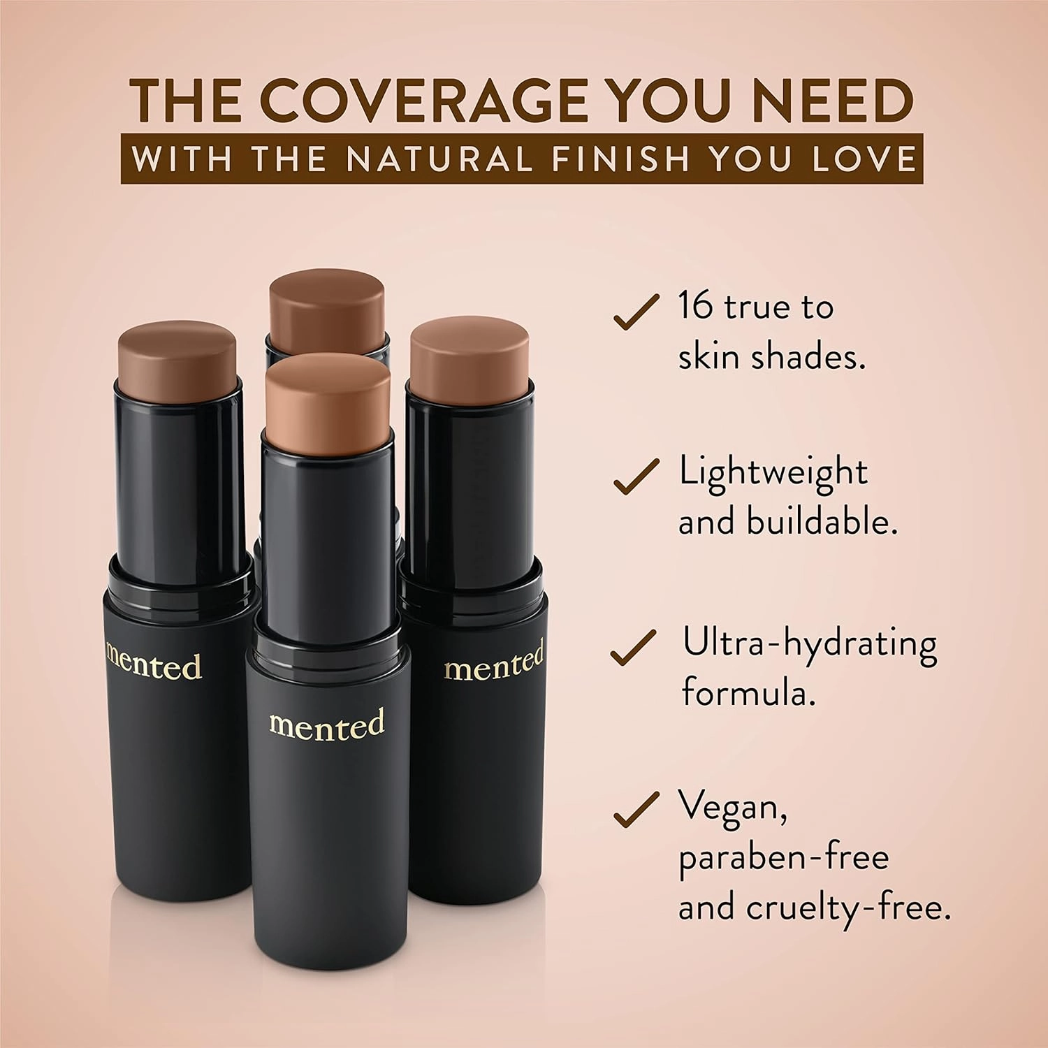 Mented Cosmetics Stick Foundation Make Up, Concealer & Contour Stick for Tan Skin, Cream Foundation for Black Women Makeup, Vegan and Cruelty Free, T20