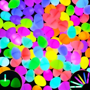 MGparty Glow in The Dark Easter Egg Hunt Set - 144 Fillable Plastic Eggs with 288 Mini Glow Sticks for Kids - Easter Basket Stuffers, Party Favors, Classroom Prizes, and Game Supplies