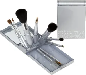 Michael Marcus 9 Piece Makeup Brush Set with Case - Portable & Professional Blending Brushes for Foundation, Powder, Eyeshadow, Eye Contour, Blush, Eyeliner & Lip