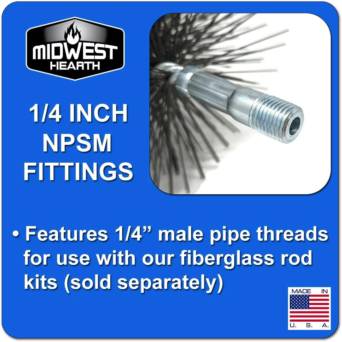 Midwest Hearth Square Wire Chimney Cleaning Brush (7-Inch Square) Made in USA