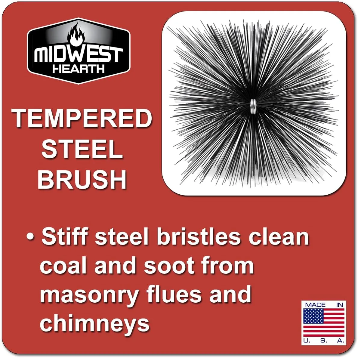 Midwest Hearth Square Wire Chimney Cleaning Brush (7-Inch Square) Made in USA