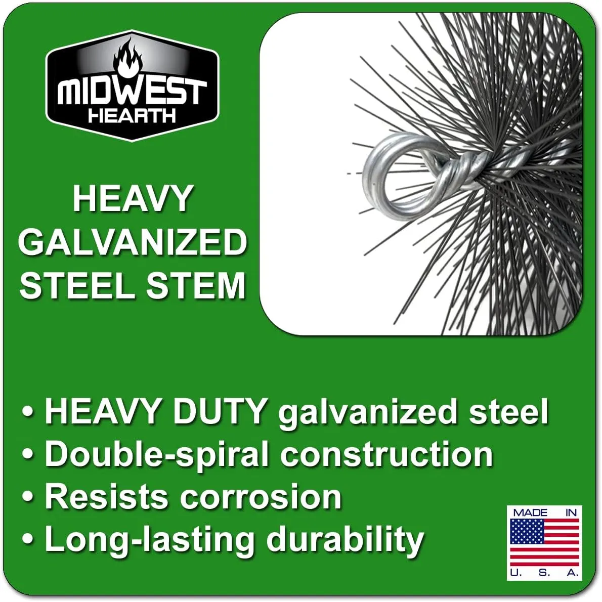 Midwest Hearth Square Wire Chimney Cleaning Brush (7-Inch Square) Made in USA