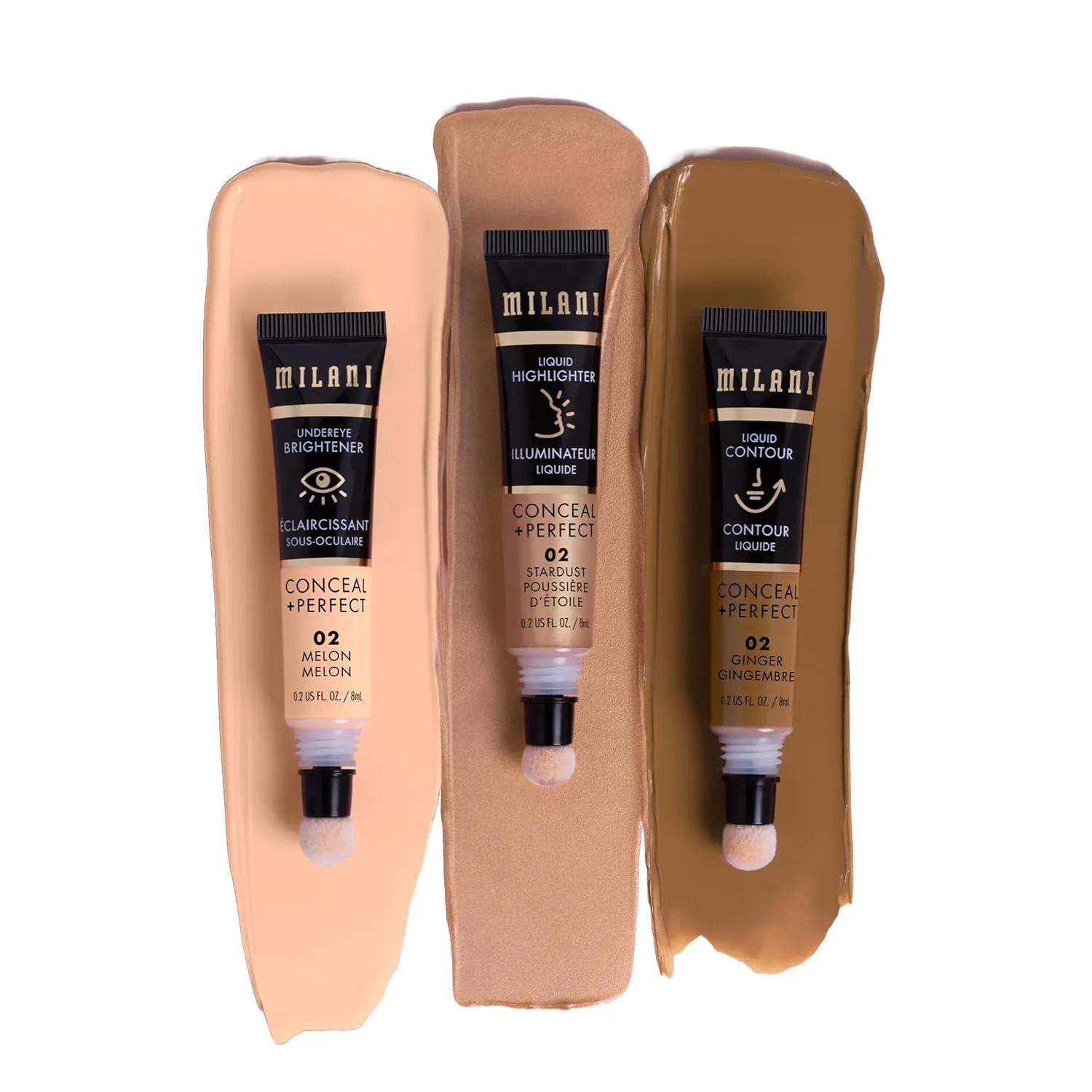 Milani Conceal   Perfect Facelift Collection Kit 2: Ginger Contour, Stardust Highlighter, Melon Undereye Brightener