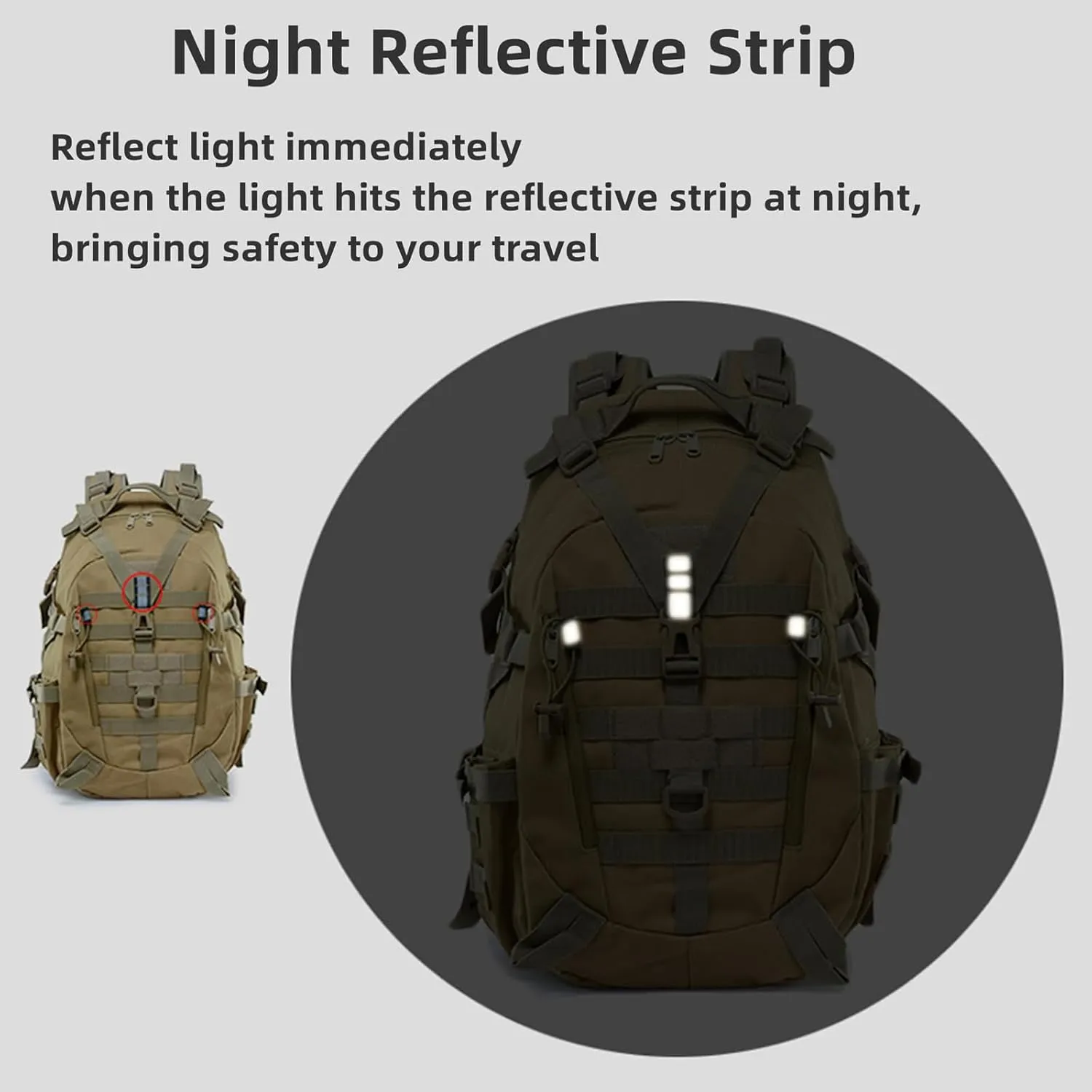 Military Tactical Backpack 25l for Men,Molle Hiking Camping Backpack with Luminous Strip,Outdoor Hunting Daypack (CP)