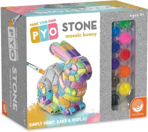 MindWare Paint Your Own Stone Bunny Rabbit - Mosaic Stepping Stone Craft Kit for Kids Includes Paint and Brush, Made of Weather Resistant Cement
