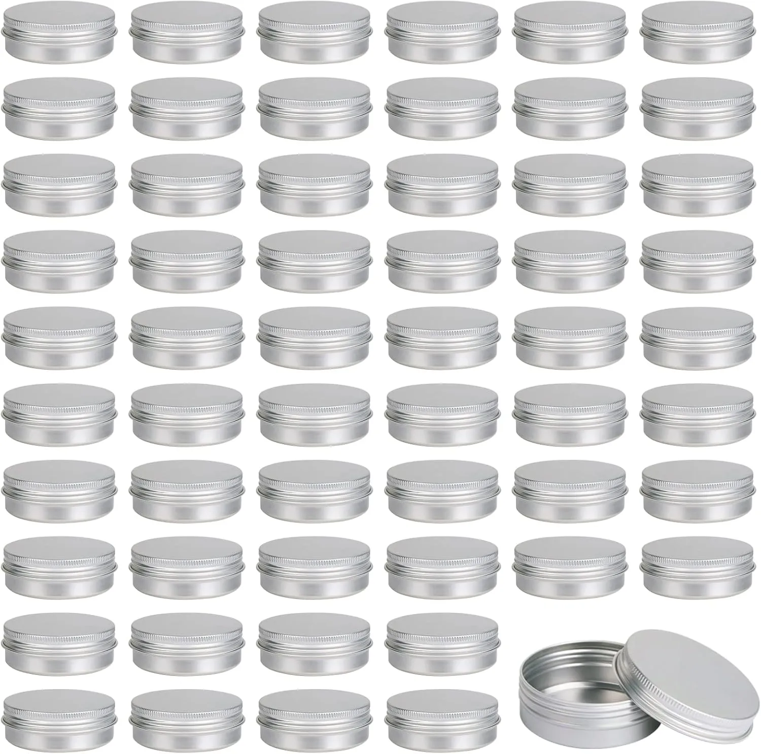 Moretoes 60 Pack Tins, 2Oz Metal Round Tins, Aluminum Tin Cans Containers with Screw Lid for Lotion Bars, Balms, Salve, Spices or Beard Balm
