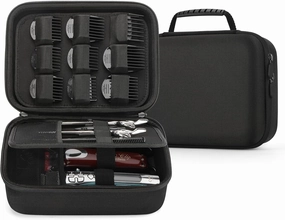 MOSLA Hard Barber Accessories Case for Hair Clippers, Mens Hair Cutting Barber Supplies Holder, Trimmer Organizer Storage Bag for Hair Cutting, Guard Grooming Kit (Nylon Black)