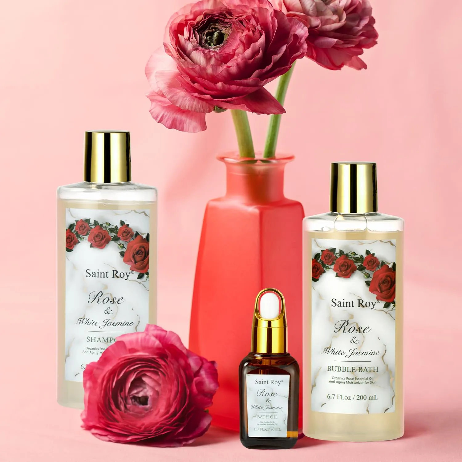 Mother's Day Gifts for Mom Bath and Body Gift Basket For Women, 21 Pcs Rose Jasmine self care basket Bath Spa Kit beauty sets, Friendship Birthday Gifts