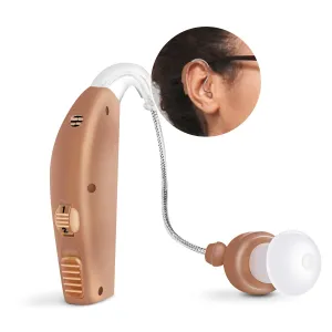 MSA 30X Behind the Ear Sound Amplifier, Amplifies Sound by 30 Times, Lightweight, Virtually Invisible, Comfortable, Adjustable Volume, Fast Charging, Medium Brown, 1ct