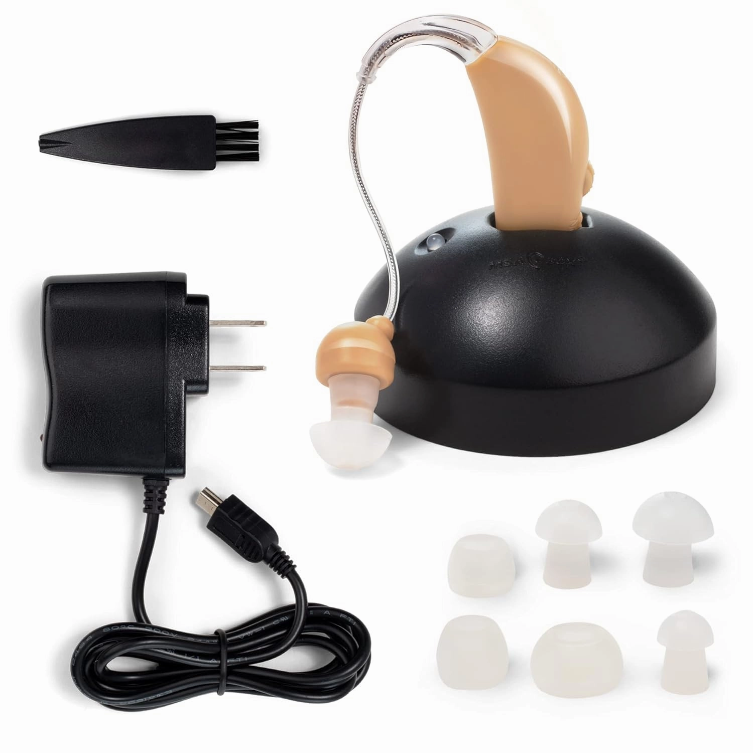 MSA 30X Behind the Ear Sound Amplifier, Amplifies Sound by 30 Times, Lightweight, Virtually Invisible, Comfortable, Adjustable Volume, Fast Charging, Nude, 2ct