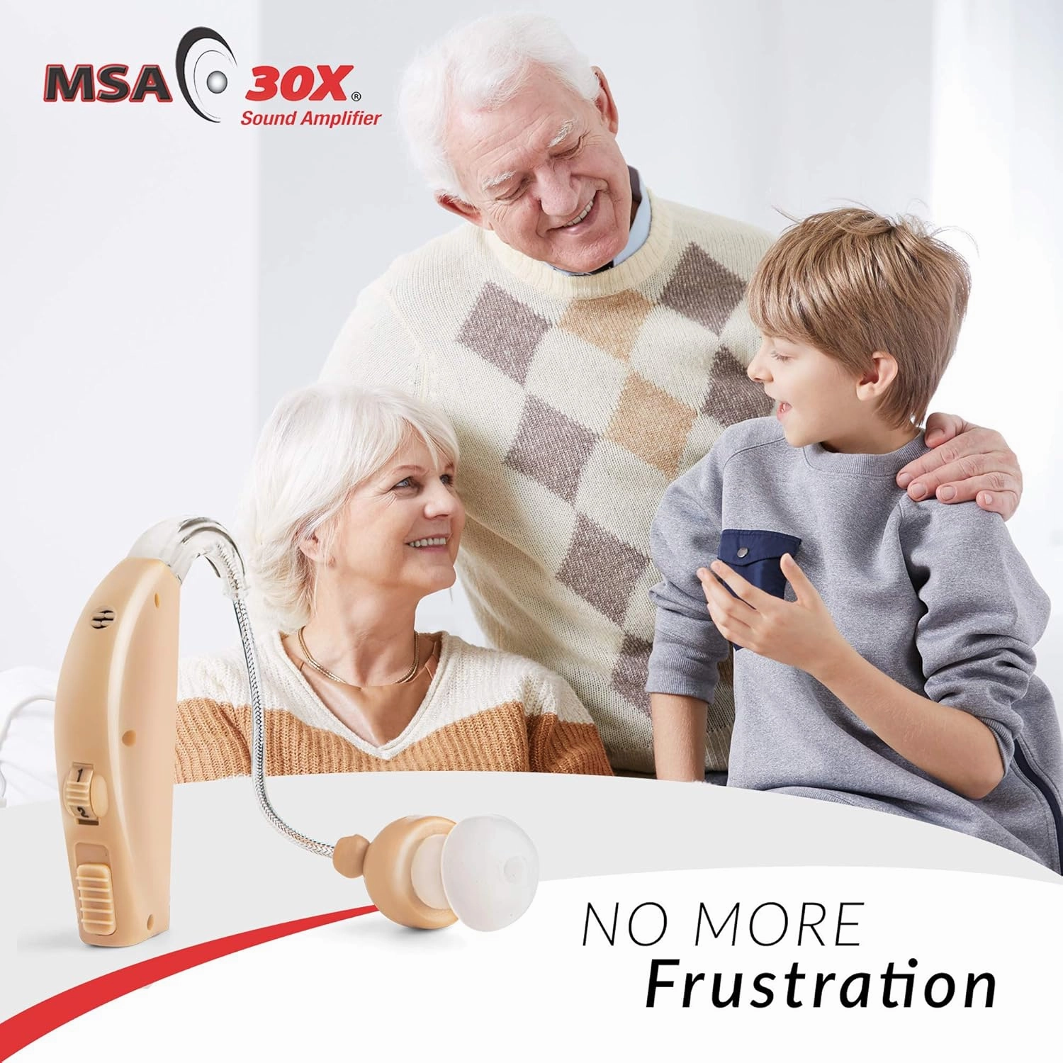 MSA 30X Behind the Ear Sound Amplifier, Amplifies Sound by 30 Times, Lightweight, Virtually Invisible, Comfortable, Adjustable Volume, Fast Charging, Nude, 2ct