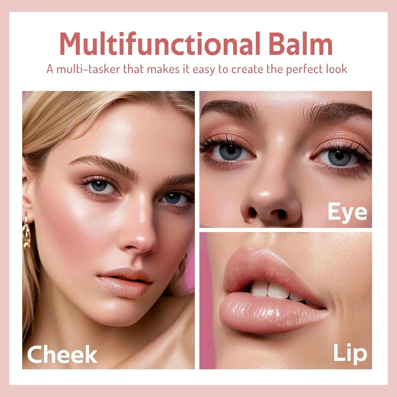 Multi Cream Blush & Blush Brush Set, Korean Makeup Blush for Cheeks, Multi-Use Face Balm, Lightweight & Hydrating, Blendable Color, Non-Greasy, Soft Bristles for Radiant Finish (Dewy)