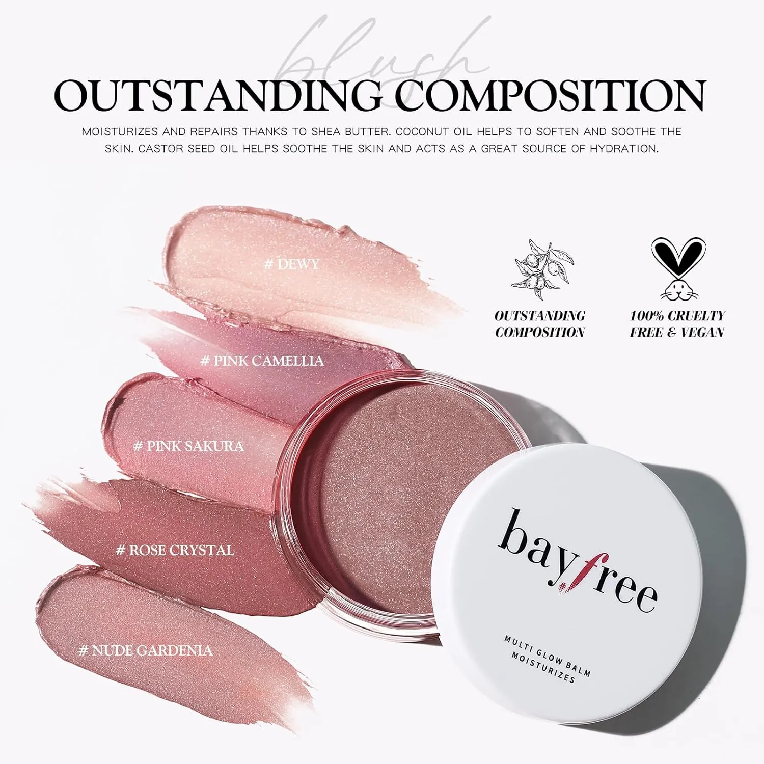 Multi Glow Balm, Cream Blush for Cheeks, Blush Balm Face Makeup, Radiant Finish, Hydrating, Creamy, Lightweight & Blendable Color, Face Makeup, 0.63 Oz (Nude Gardenia)