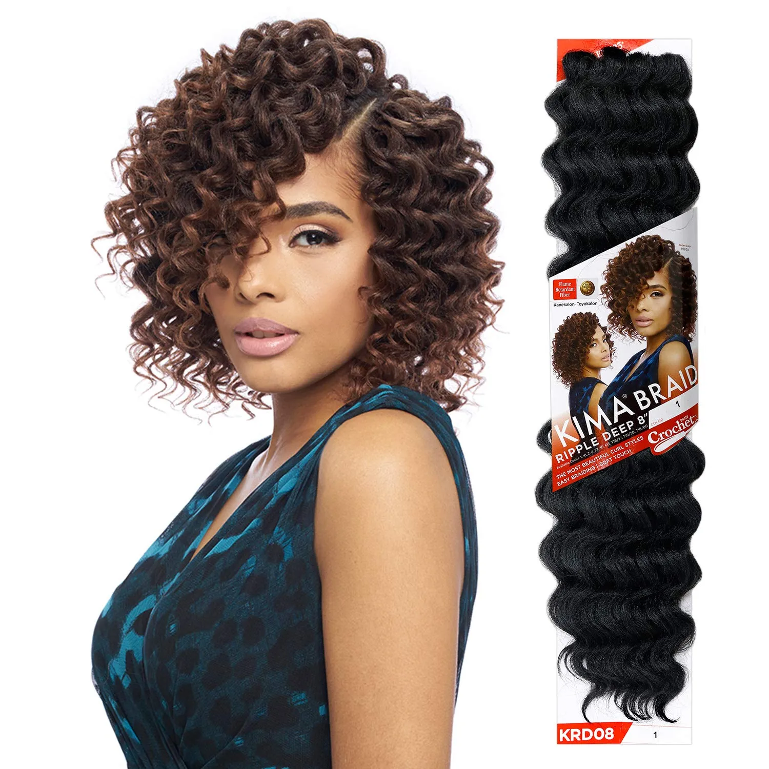 MULTI PACK DEALS! Harlem125 Synthetic Hair Braids Kima Braid Ripple Deep 8" (4-PACK, T1B/BG)