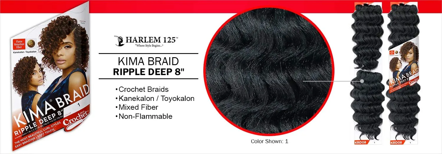 MULTI PACK DEALS! Harlem125 Synthetic Hair Braids Kima Braid Ripple Deep 8" (4-PACK, T1B/BG)