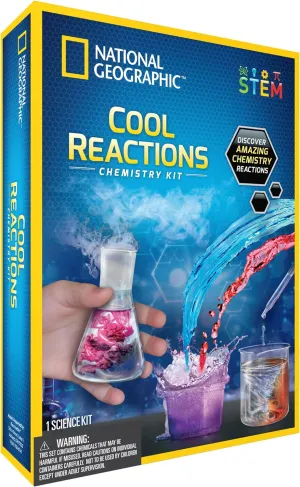 National Geographic Chemistry Set - Cool Reactions Educational Science Kits for Kids Age 8  with 5 Awesome Experiments | Fascinating Kids STEM Toys Chemistry Gifts for 8  Year Old Boys and Girls