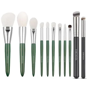 Natural Goat Hair Makeup Brushes and Angled Flat Concealer Brush Set, Ultra soft hair Foundation, Concealer, Blush, Contour, Blending, Eyeshadow Kabuki travel makeup brush set