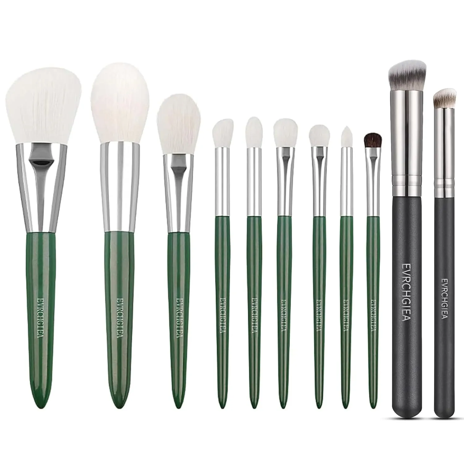 Natural Goat Hair Makeup Brushes and Angled Flat Concealer Brush Set, Ultra soft hair Foundation, Concealer, Blush, Contour, Blending, Eyeshadow Kabuki travel makeup brush set