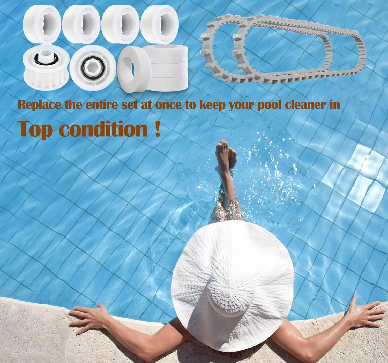 Nautilus cc Plus Replacement Parts 9985006-R2 Timing Track 6101611-R4 Climbing Ring Replacement 3884997-R6 Guide Wheels Pulley Gears Combo Kits for May-tronics Dol-phin Nautilus M200 DX3 Pool Robot