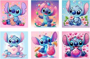 nekpiahu 6 Pack Cartoon Paint by Numbers Kit for Kids with Framed Canvas-with Wooden Easel, Paint by Number for Kids Ages 4-8-12,DIY Acrylic Oil Painting for Home Wall Decor (8x8inch)