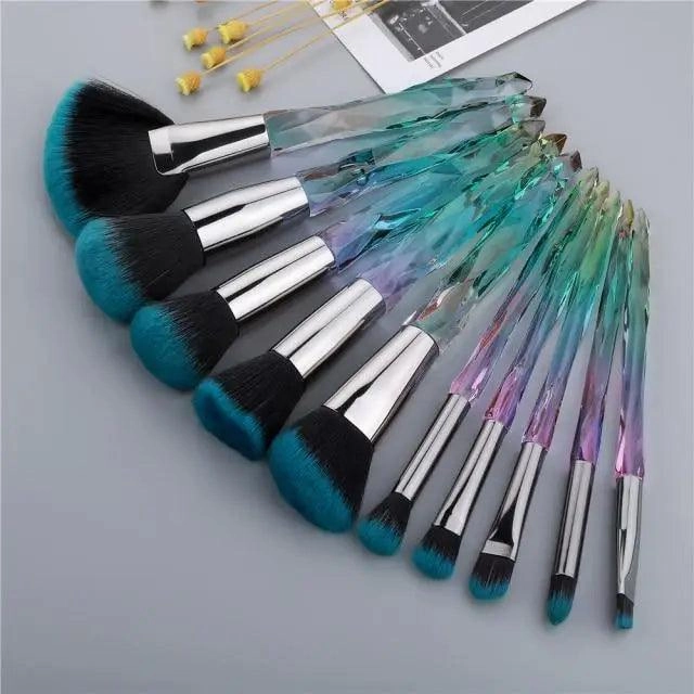 New Luxury Cosmic Color New Luxury Crystal Makeup Brushes Powder Foundation Eyeshadow Eyebrow Cosmetics for Face Fan Make Up Brush Set