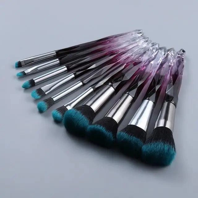 New Luxury Cosmic Color New Luxury Crystal Makeup Brushes Powder Foundation Eyeshadow Eyebrow Cosmetics for Face Fan Make Up Brush Set