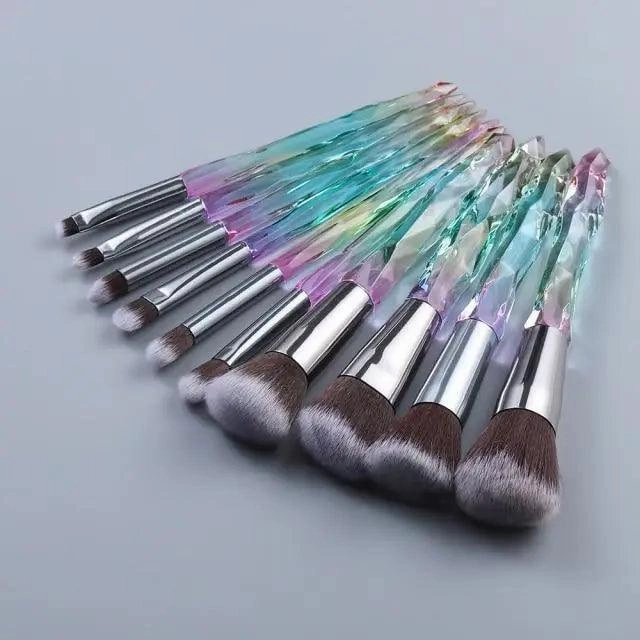 New Luxury Cosmic Color New Luxury Crystal Makeup Brushes Powder Foundation Eyeshadow Eyebrow Cosmetics for Face Fan Make Up Brush Set