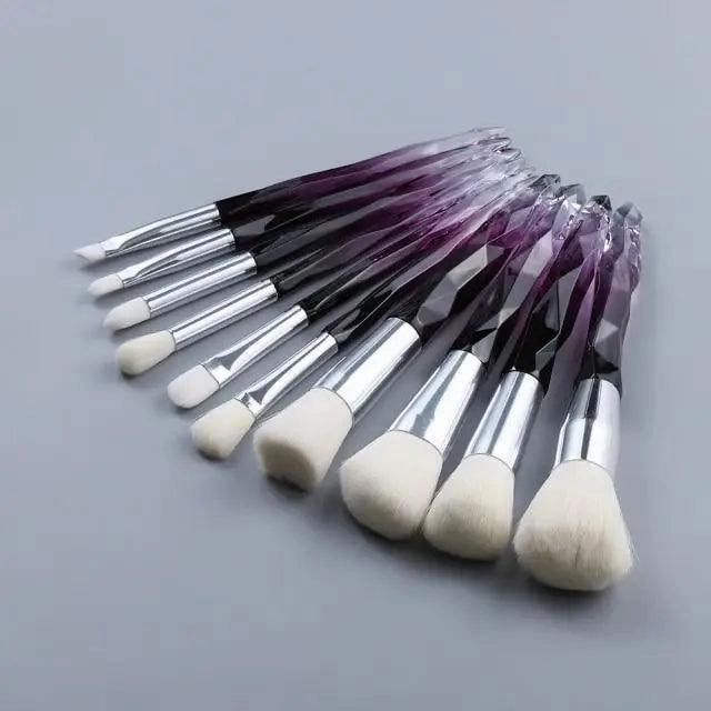 New Luxury Cosmic Color New Luxury Crystal Makeup Brushes Powder Foundation Eyeshadow Eyebrow Cosmetics for Face Fan Make Up Brush Set