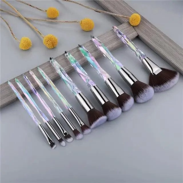 New Luxury Cosmic Color New Luxury Crystal Makeup Brushes Powder Foundation Eyeshadow Eyebrow Cosmetics for Face Fan Make Up Brush Set