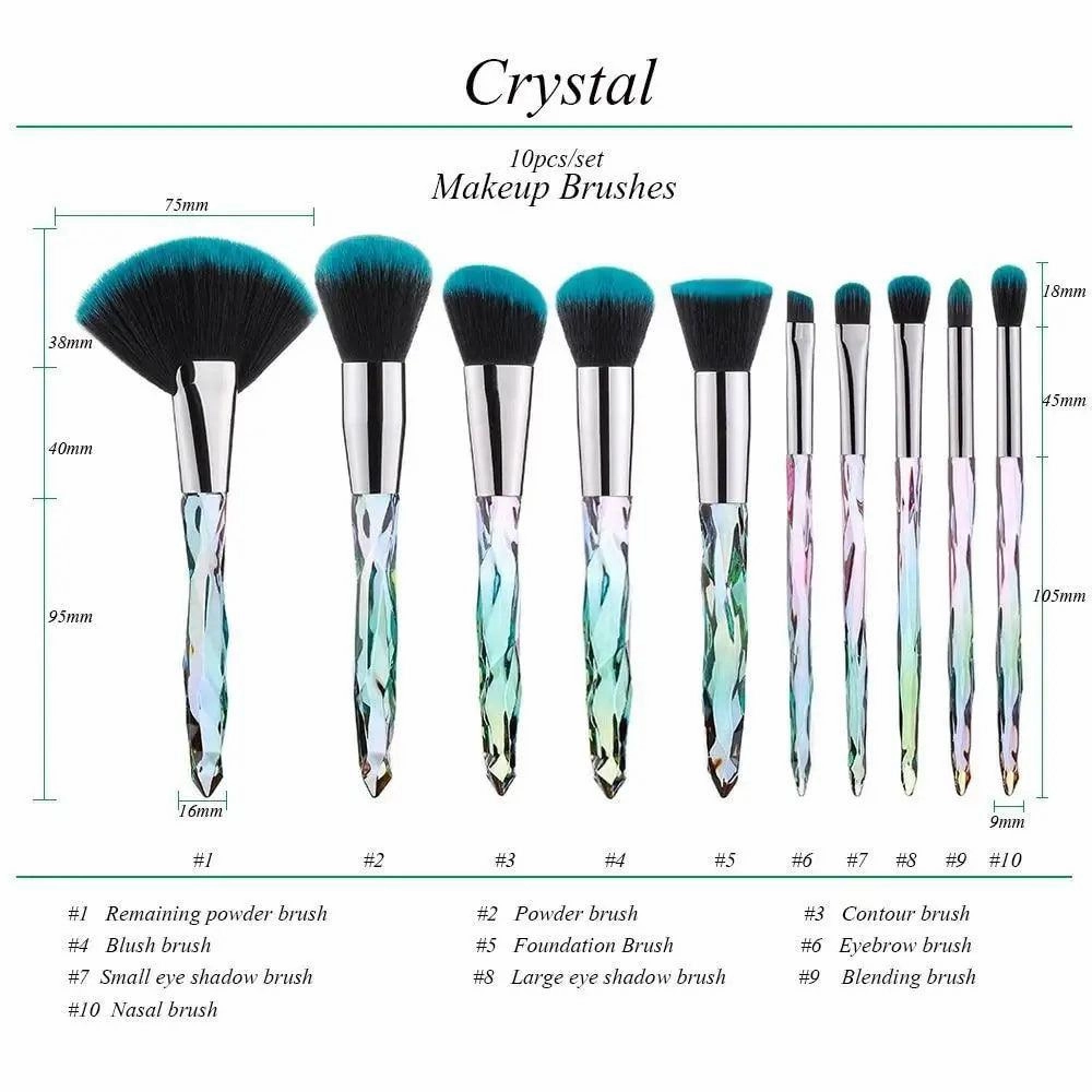 New Luxury Cosmic Color New Luxury Crystal Makeup Brushes Powder Foundation Eyeshadow Eyebrow Cosmetics for Face Fan Make Up Brush Set