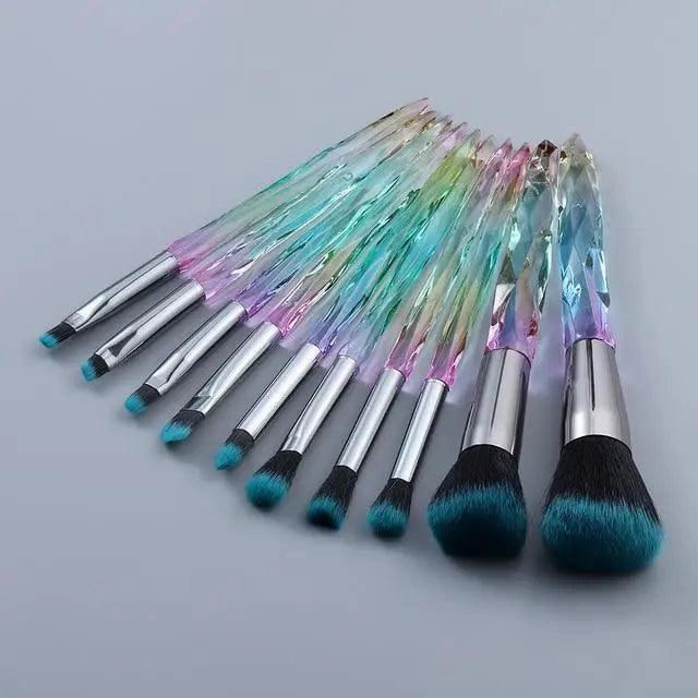 New Luxury Cosmic Color New Luxury Crystal Makeup Brushes Powder Foundation Eyeshadow Eyebrow Cosmetics for Face Fan Make Up Brush Set