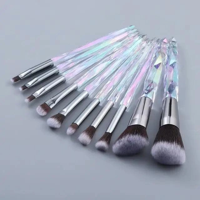 New Luxury Cosmic Color New Luxury Crystal Makeup Brushes Powder Foundation Eyeshadow Eyebrow Cosmetics for Face Fan Make Up Brush Set