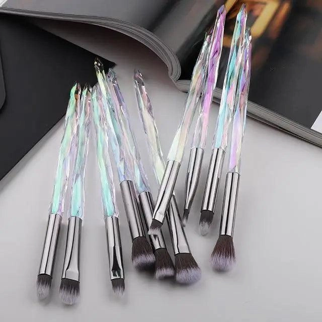 New Luxury Cosmic Color New Luxury Crystal Makeup Brushes Powder Foundation Eyeshadow Eyebrow Cosmetics for Face Fan Make Up Brush Set