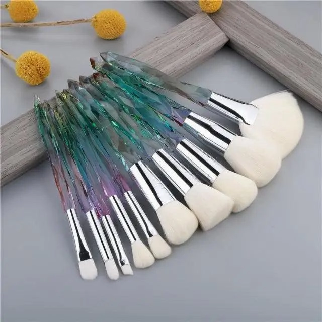 New Luxury Cosmic Color New Luxury Crystal Makeup Brushes Powder Foundation Eyeshadow Eyebrow Cosmetics for Face Fan Make Up Brush Set