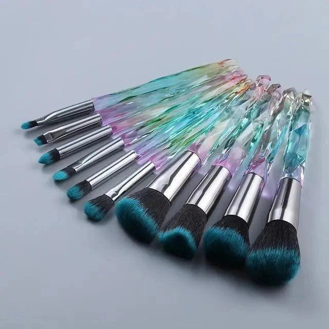 New Luxury Cosmic Color New Luxury Crystal Makeup Brushes Powder Foundation Eyeshadow Eyebrow Cosmetics for Face Fan Make Up Brush Set