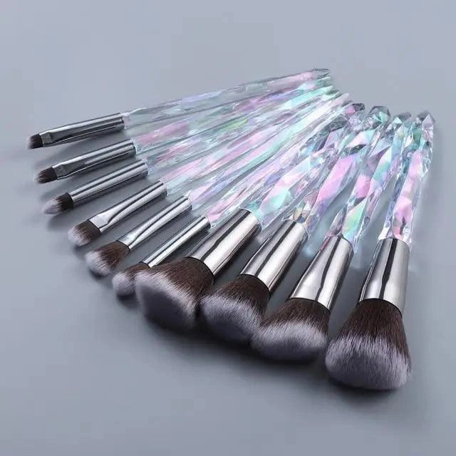 New Luxury Cosmic Color New Luxury Crystal Makeup Brushes Powder Foundation Eyeshadow Eyebrow Cosmetics for Face Fan Make Up Brush Set