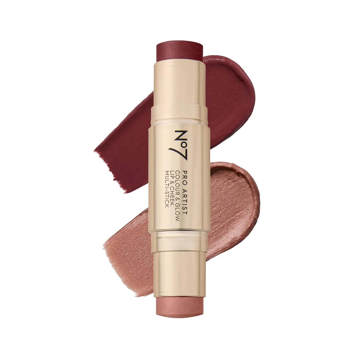 No7 Pro Artist Color & Glow Cream Blush Stick - Dual-Ended Blush for Cheeks, Eyes & Lips - Delivers Soft-Focus Radiance and Buildable Color - Soft Berry/Warm Glow (10g)