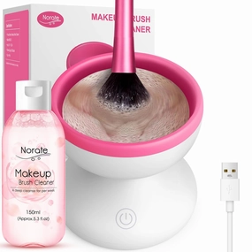 Norate Makeup Brush Cleaner, Electric Makeup Brush Cleaner Machine with Brush Cleansers Solution, Makeup Cleaner for Makeup Brushes, Beauty Sponge, Powder Puff, Deep Clean Brush Shampoo