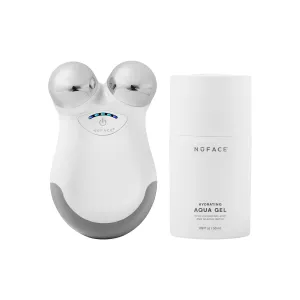 NuFACE MINI Classic Microcurrent Facial Device Kit - Face Sculpting Tool & Neck Tightening Device to Contour, Lift, Smooth & Tone   Activating Aqua Conductive Gel for Microcurrent Treatment