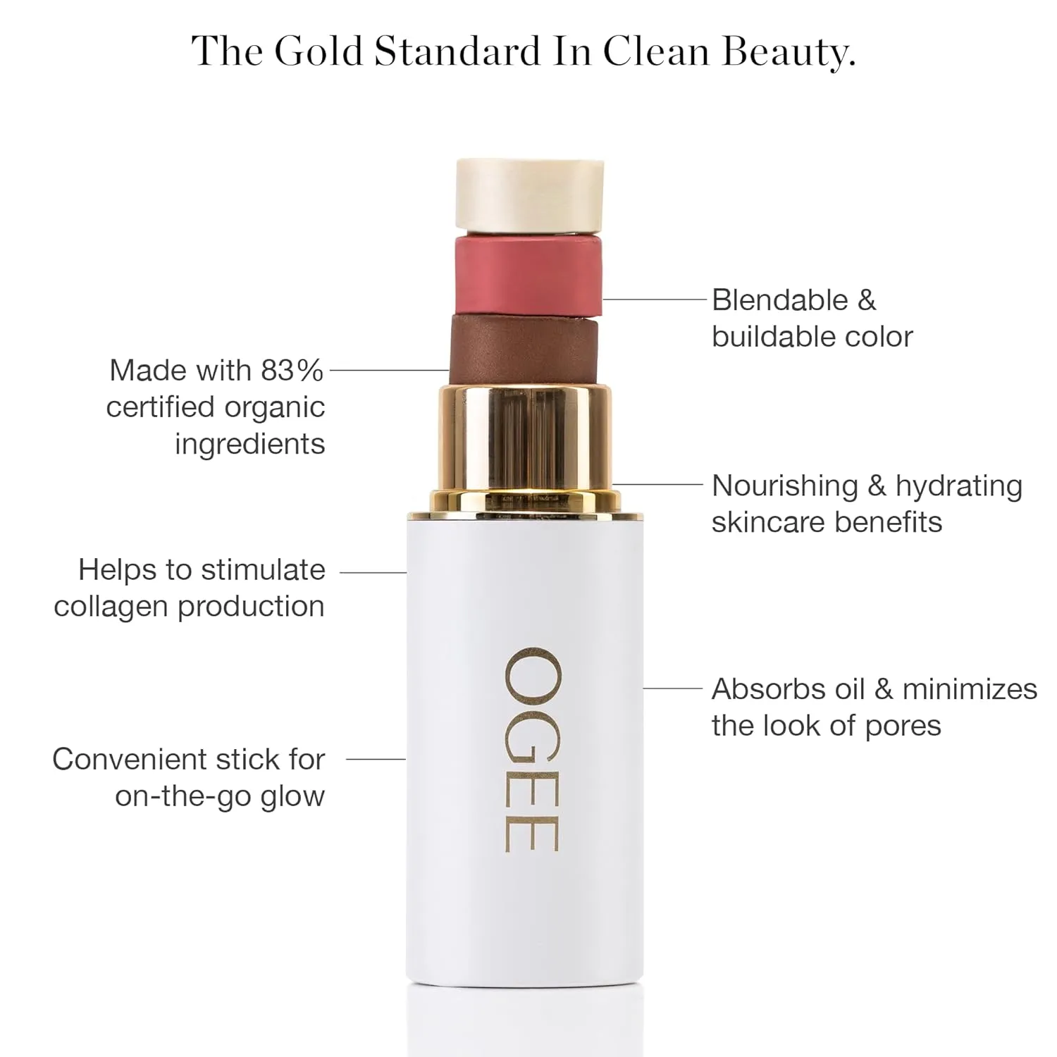 Ogee Sculpted Face Stick (MOONSTONE - ULTRAVIOLET SHEEN) Certified Organic Highlighter Makeup - Multi-Use Glow Highlighter Stick