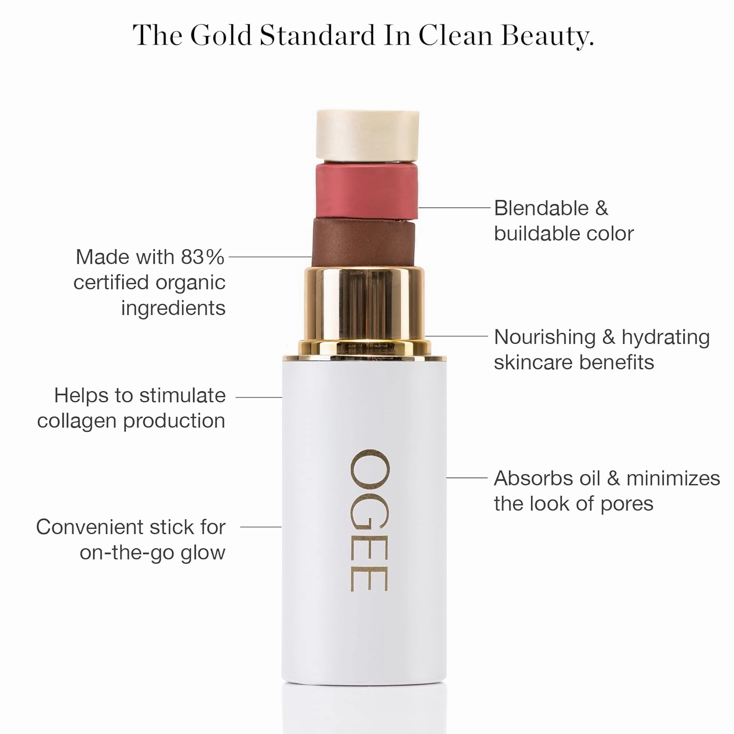 Ogee Face Stick Crystal Collection Trio - Contour Stick Makeup Collection - Certified Organic Contour Palette - Includes Bronzer Stick, Blush Stick & Highlighter Stick