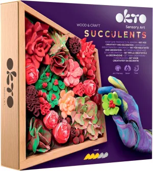OKTO DIY Wood & Craft Flower Clay Kit, Succulents, Passion
